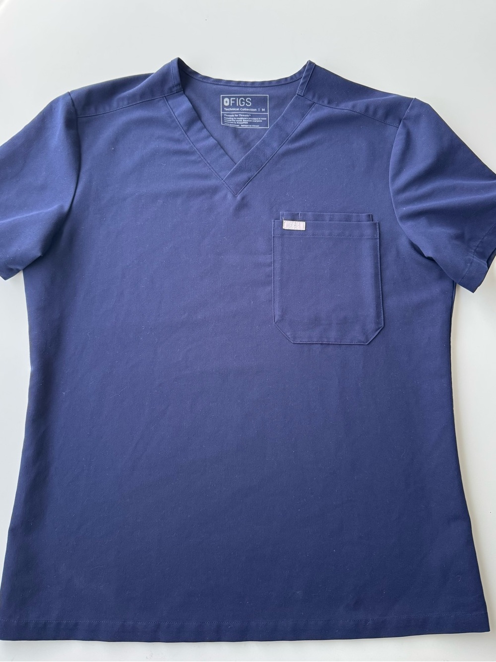 Figs Men's V-Neck Scrub Top in Navy Blue